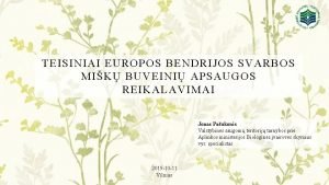 TEISINIAI EUROPOS BENDRIJOS SVARBOS MIK BUVEINI APSAUGOS REIKALAVIMAI