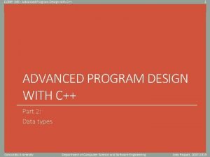 COMP 345 Advanced Program Design with C 1