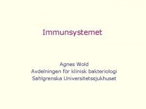 Immunsystemet Agnes Wold Avdelningen fr klinisk bakteriologi Sahlgrenska