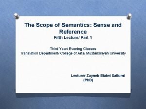 Reference and sense in semantics