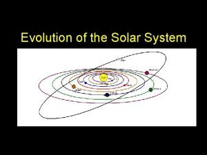 Evolution of the Solar System Nebula A cloud