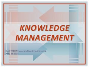 KNOWLEDGE MANAGEMENT AASHTO HR Subcommittee Annual Meeting May