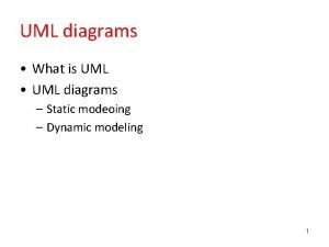 UML diagrams What is UML UML diagrams Static