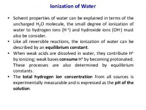 Ionization of water definition