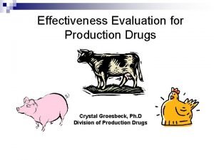 Effectiveness Evaluation for Production Drugs Crystal Groesbeck Ph