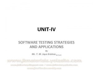 Test strategies for conventional software
