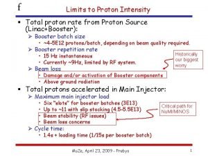 f Limits to Proton Intensity Total proton rate