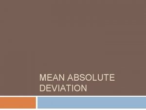 Definition of mean absolute deviation