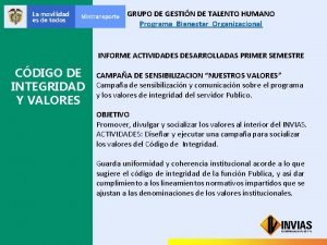 GRUPO DE GESTIN DE TALENTO HUMANO Programa Bienestar