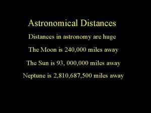 Astronomical Distances in astronomy are huge The Moon