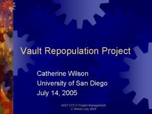 Vault repopulation walkthrough