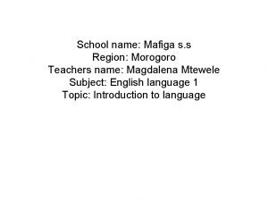 Mafiga in english