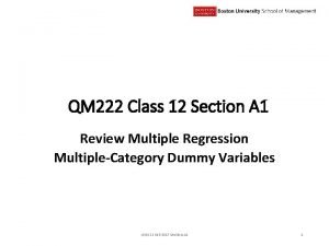 QM 222 Class 12 Section A 1 Review