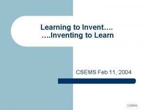 Learn to invent