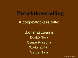 Projektkontrolling A dolgozatot ksztette Bodnr Zsuzsanna Busk Nra