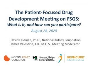 The PatientFocused Drug Development Meeting on FSGS What