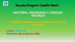 Escuela Gregorio Castillo Marn HISTORIA GEOGRAFA Y CIENCIAS