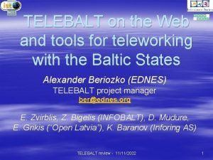 TELEBALT on the Web and tools for teleworking