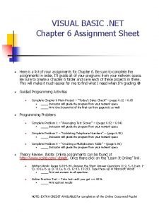 Chapter 6 assignment
