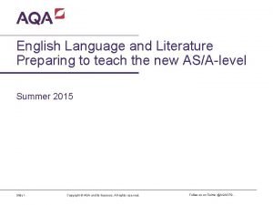 English Language and Literature Preparing to teach the