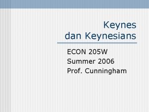 Keynes dan Keynesians ECON 205 W Summer 2006