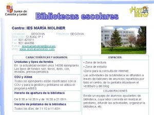 Centro IES MARA MOLINER Localidad SEGOVIA Provincia SEGOVIA