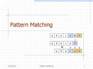 Pattern Matching 2192021 Pattern Matching 1 Outline and