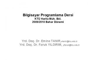 Bilgisayar Programlama Dersi KT Harita Mh Bl 20092010