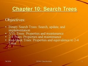 Chapter 10 Search Trees Objectives Binary Search Trees
