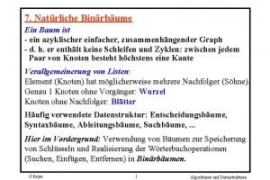 7 Natrliche Binrbume Ein Baum ist ein azyklischer