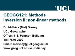 GEOGG 121 Methods Inversion II nonlinear methods Dr