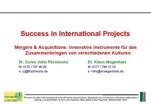 Success in International Projects Mergers Acquisitions innovative Instrumente