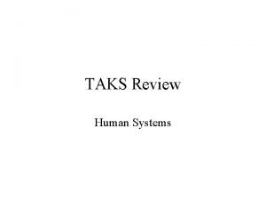 TAKS Review Human Systems For each system you