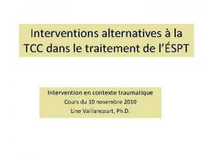 Interventions alternatives la TCC dans le traitement de