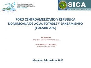 FORO CENTROAMERICANO Y REPUBLICA DOMINICANA DE AGUA POTABLE