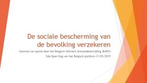 De sociale bescherming van de bevolking verzekeren Voorstel