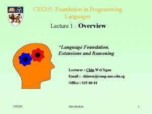 CS 5205 Foundation in Programming Languages Lecture 1