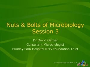 Nuts Bolts of Microbiology Session 3 Dr David
