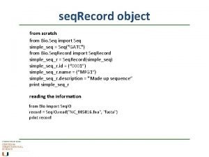 seq Record object from scratch from Bio Seq