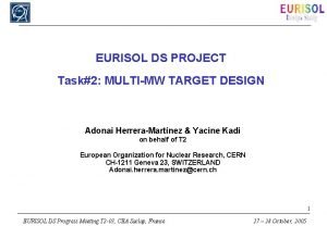 EURISOL DS PROJECT Task2 MULTIMW TARGET DESIGN Adonai