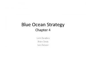 Blue Ocean Strategy Chapter 4 Larin Sanders Brian