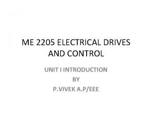 Electrical drives and control