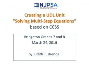 Creating a UDL Unit Solving MultiStep Equations based