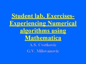 Mathematica exercises