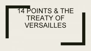 Treaty of versailles 14 points