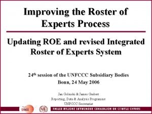 Improving the Roster of Experts Process Updating ROE