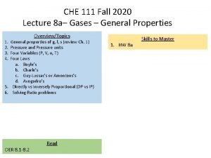 CHE 111 Fall 2020 Lecture 8 a Gases