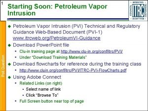 1 Starting Soon Petroleum Vapor Intrusion u Poll