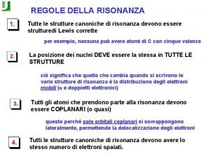 REGOLE DELLA RISONANZA Tutte le strutture canoniche di