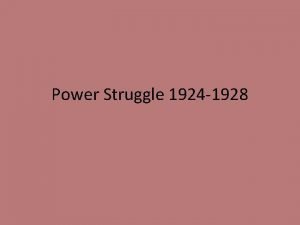 Power Struggle 1924 1928 Brief Overview Lenin died